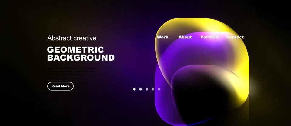 Abstract design features vibrant overlapping shapes. Dark background highligh Stock Illustration