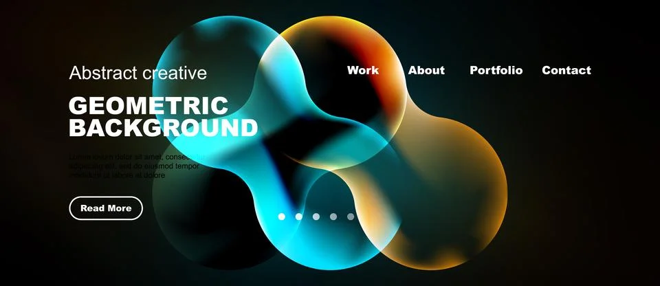 Abstract design features vibrant overlapping shapes. Dark background highligh Stock-Illustration