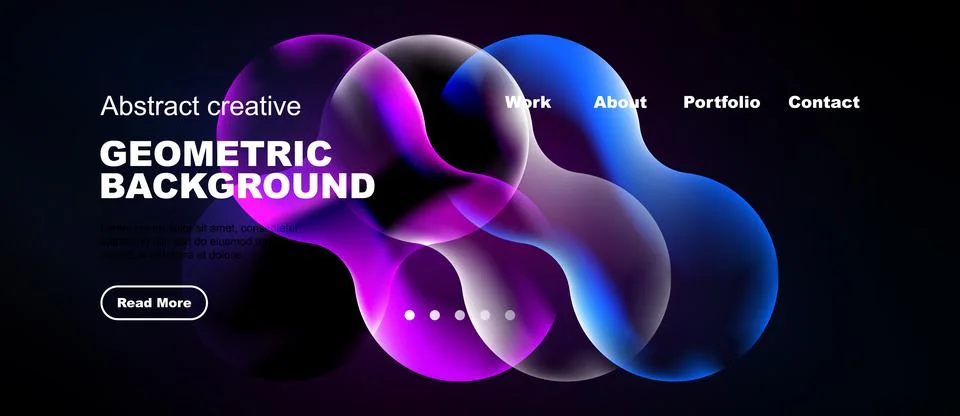 Abstract design features vibrant overlapping shapes, text, navigation element Stock-Illustration