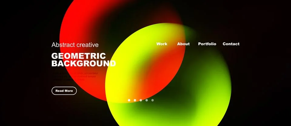 Abstract design features vibrant overlapping circles. Text elements include 스톡 일러스트
