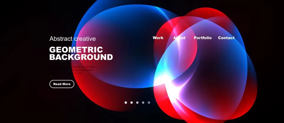 Abstract design features vibrant overlapping shapes. Blue, red hues dominate Stock Illustration
