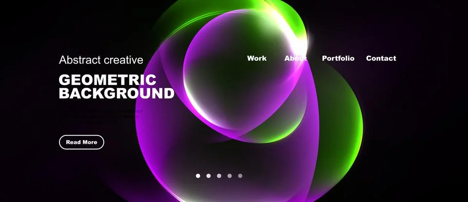 Abstract design features vibrant overlapping shapes. Dark background highligh Stock Illustration
