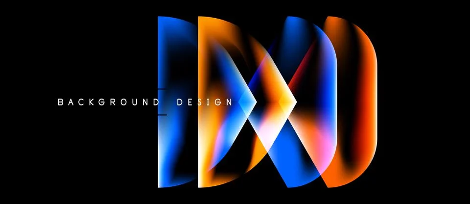 Abstract design features vibrant overlapping layers. Blue, orange, pink hues Stock Illustration