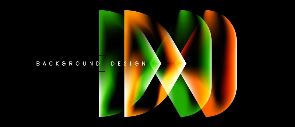 Abstract design features vibrant overlapping lines. Green, orange, red hues Stock Illustration