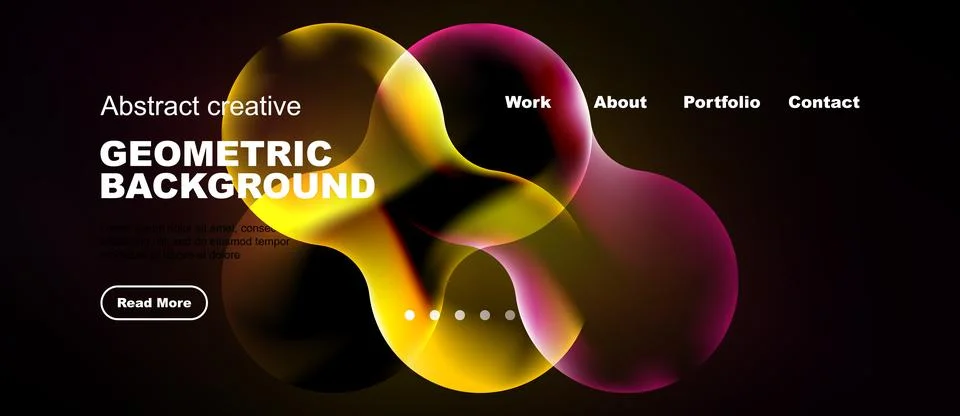 Abstract design features vibrant overlapping shapes. Dark background highligh 库存插图