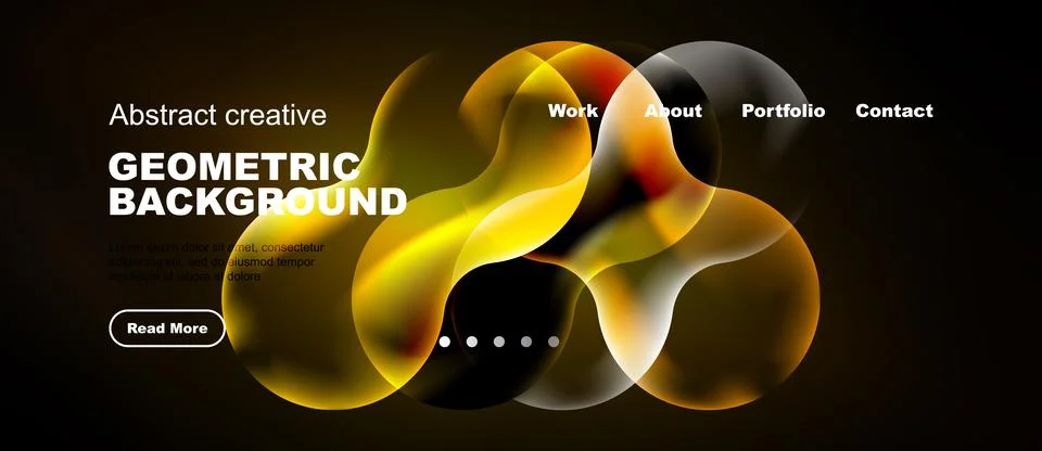 Abstract design features vibrant overlapping shapes. Dark background highligh Stock Illustration