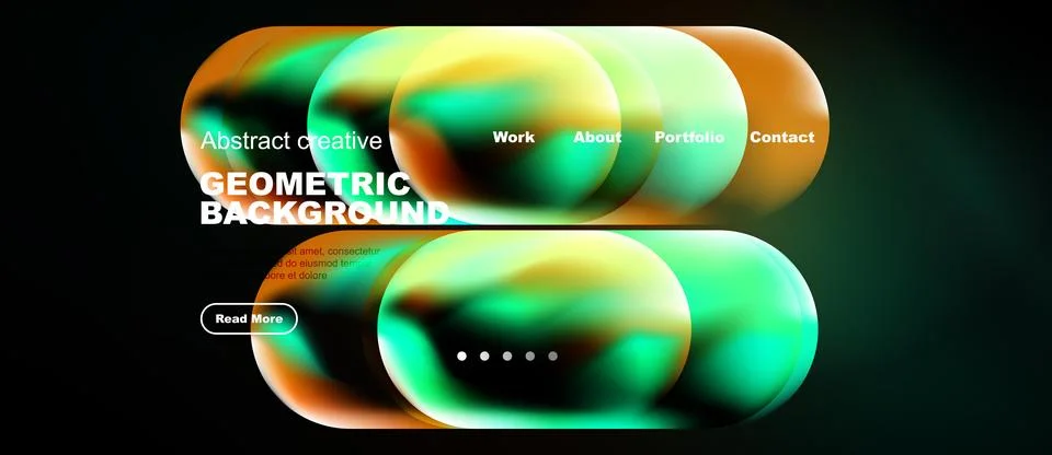 Abstract design features vibrant overlapping circles. Text elements include Stock Illustration