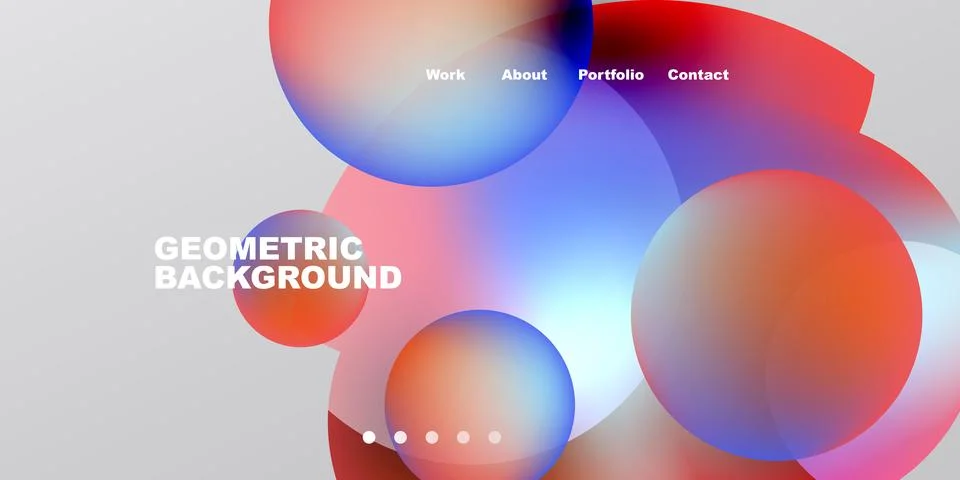 Abstract design features vibrant overlapping circles. Menu options present .. Stock Illustration