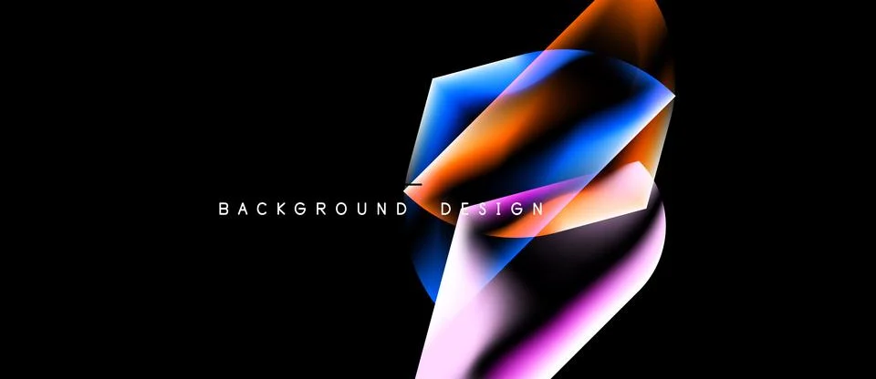 Abstract design features vibrant overlapping layers. Gradient colors blend, Stock Illustration