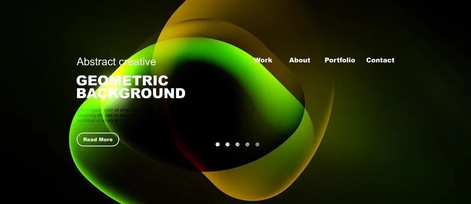 Abstract design features vibrant overlapping shapes. Dark background highligh Stock Illustration