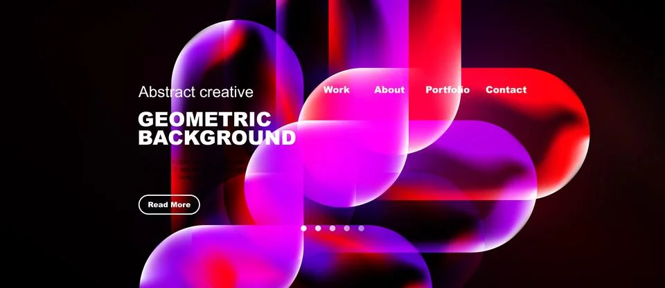 Abstract design features vibrant overlapping shapes. Text highlights work, .. Stock Illustration