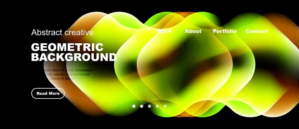 Abstract design features vibrant overlapping shapes. Dark background highligh Stock Illustration