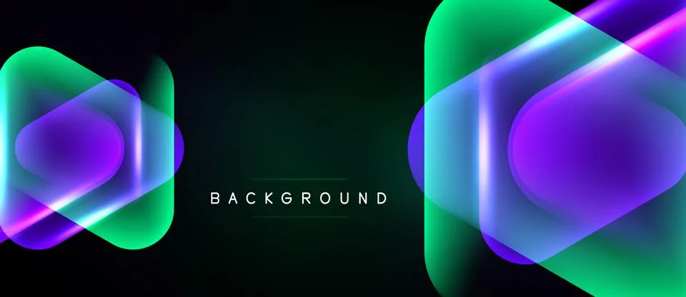 Abstract design features vibrant overlapping hexagons. Gradient colors blend Stock Illustration