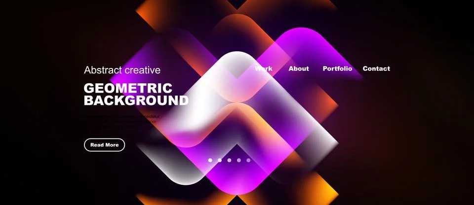 Abstract design features vibrant overlapping shapes. Text elements include .. Ilustración de archivo