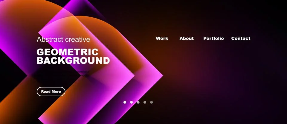 Abstract design features vibrant overlapping shapes, text elements, dark Illustration