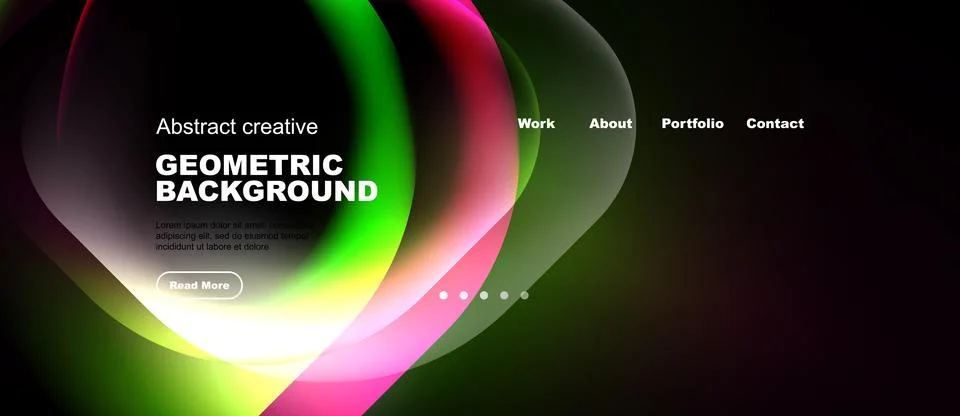 Abstract design features vibrant overlapping circles. Minimalist website head Stock-Illustration