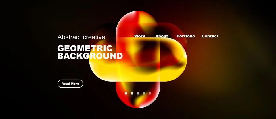 Abstract design features vibrant overlapping shapes, dark background, text Stock Illustration