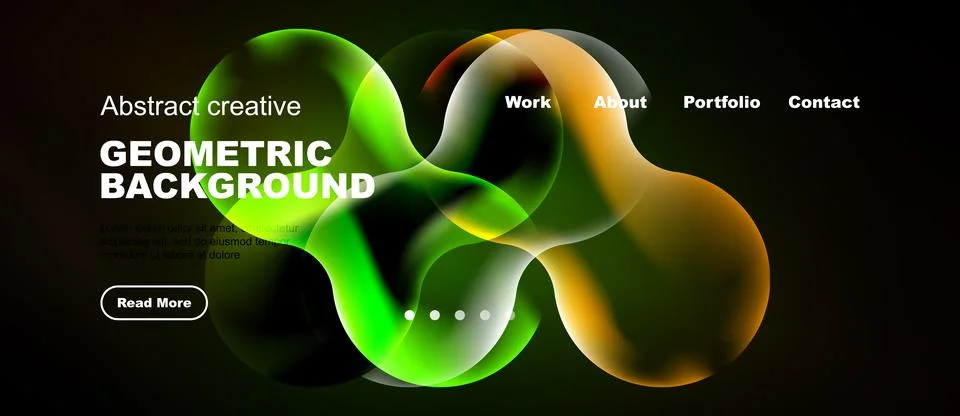 Abstract design features vibrant overlapping shapes. Dark background highligh Stock Illustration
