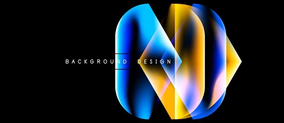 Abstract design features vibrant overlapping layers. Blue, yellow hues create Stock Illustration