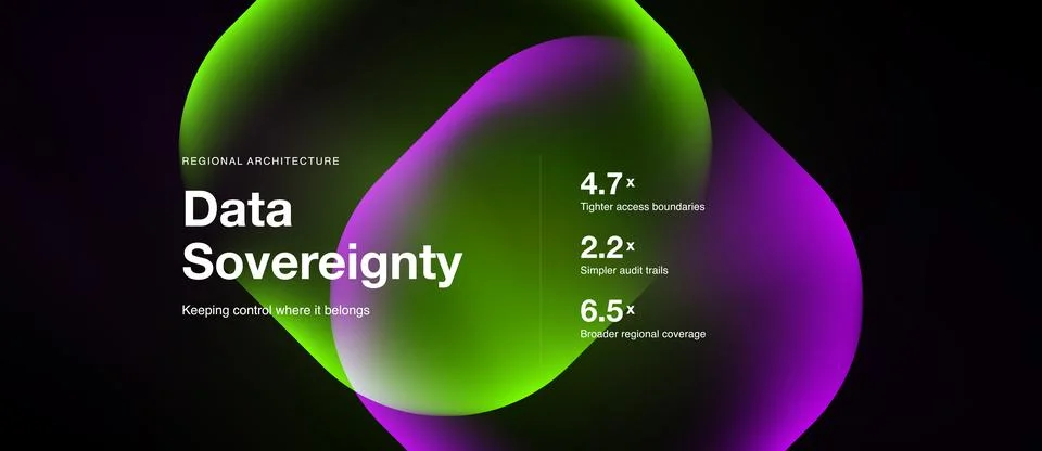 Abstract design features vibrant overlapping shapes. Text highlights data Stock Illustration