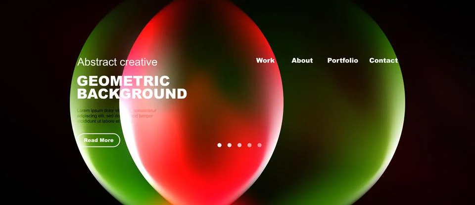 Abstract design features vibrant overlapping circles. Text elements present 库存插图