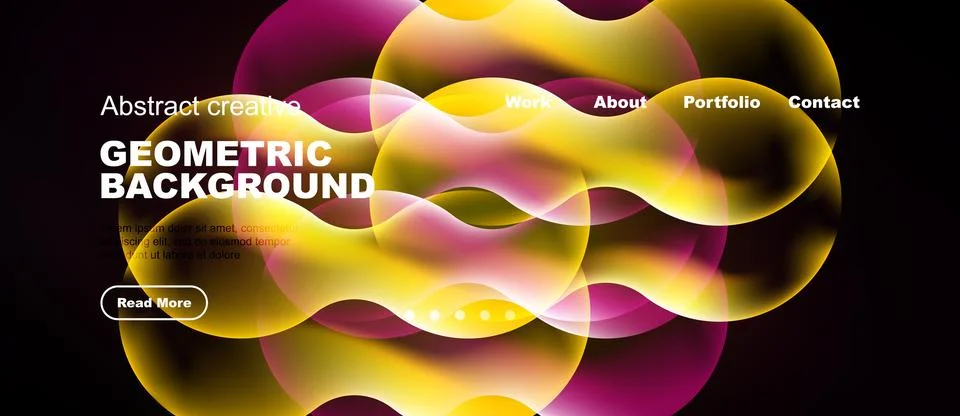Abstract design features vibrant overlapping shapes. Dark background highligh Stock Illustration