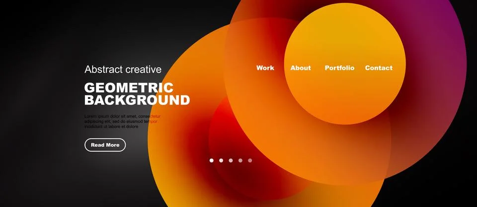 Abstract design features vibrant overlapping circles. Text elements present Stock Illustration