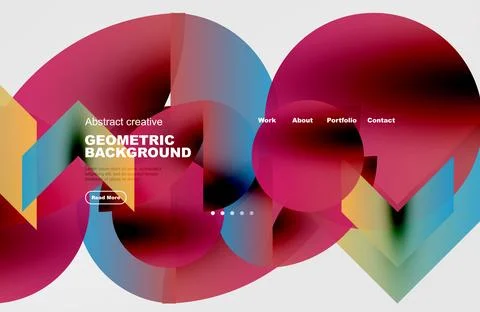Abstract design features vibrant overlapping circles. Text elements present.. Stock Illustration