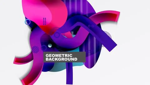 Abstract design features vibrant pink, purple, blue shapes. Overlapping forms Stock Illustration