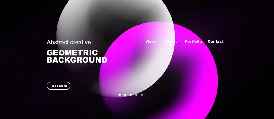 Abstract design features vibrant pink, white shapes over dark background. Stockillustratie