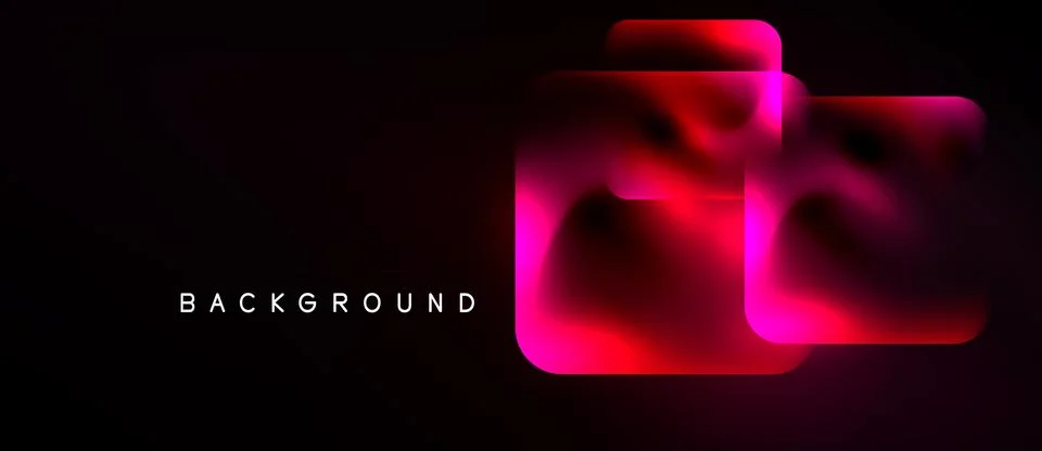 Abstract design features vibrant pink squares over black background. Gradient Ilustração Stock