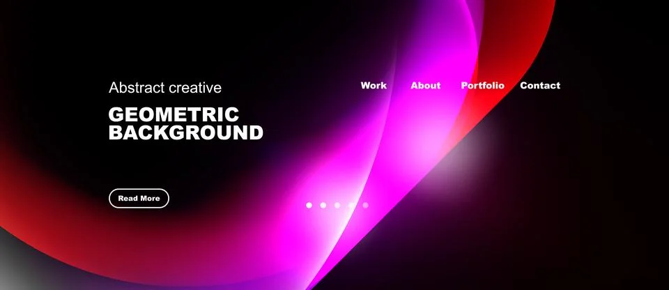 Abstract design features vibrant pink, red gradients. Dark background highl.. Stock Illustration