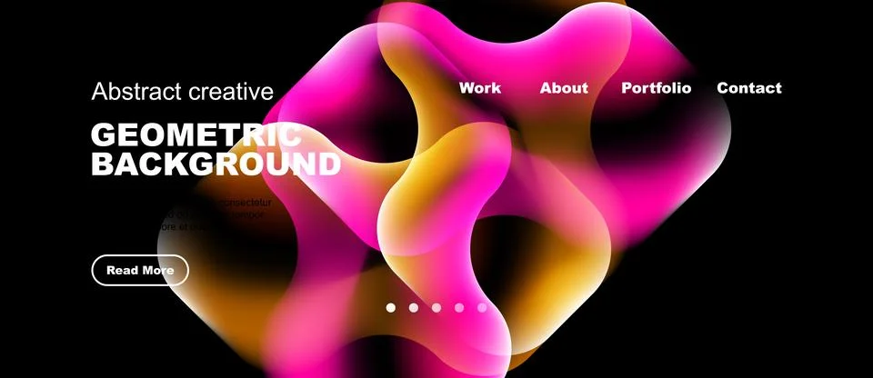 Abstract design features vibrant pink, orange, yellow shapes over black Ilustração Stock