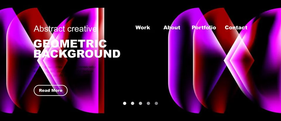 Abstract design features vibrant pink, purple geometric shapes. Website Illustrazione stock