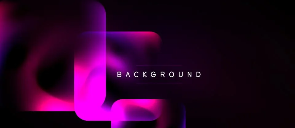 Abstract design features vibrant pink, purple gradients over black backdrop. Stock Illustration