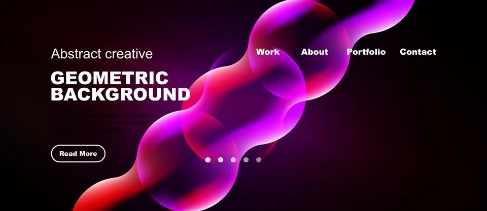 Abstract design features vibrant pink, purple shapes over black background. Stock Illustration