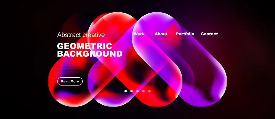 Abstract design features vibrant pink, purple shapes. Minimalist website head Stock Illustration