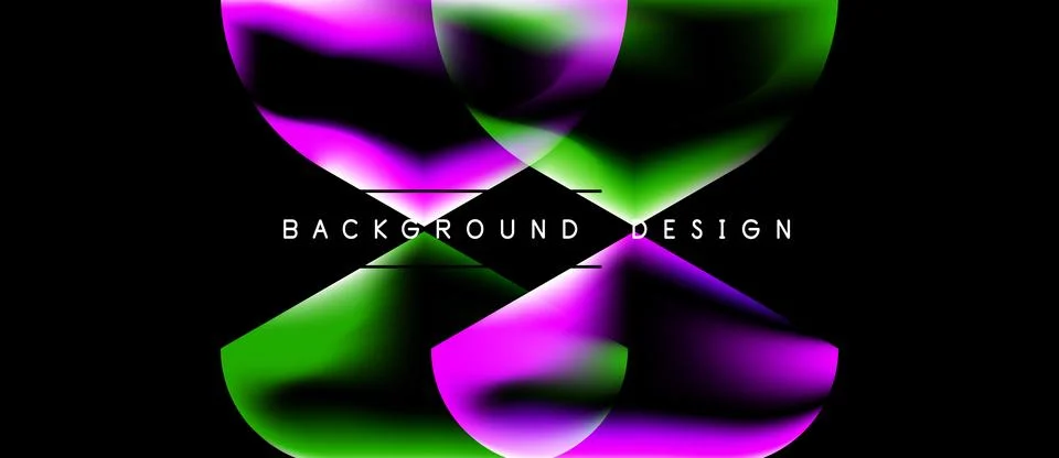 Abstract design features vibrant pink, green gradients. Bold letterform Stock Illustration