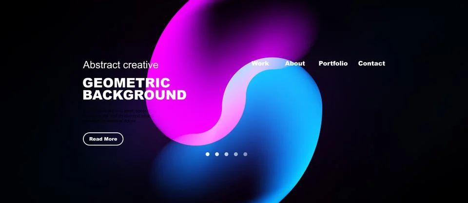 Abstract design features vibrant pink, blue shapes. Dark background highlight Stock Illustration