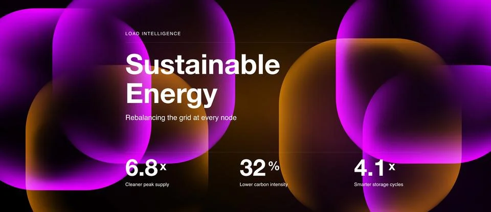 Abstract design features vibrant pink shapes, text promoting sustainable ener Stock Illustration