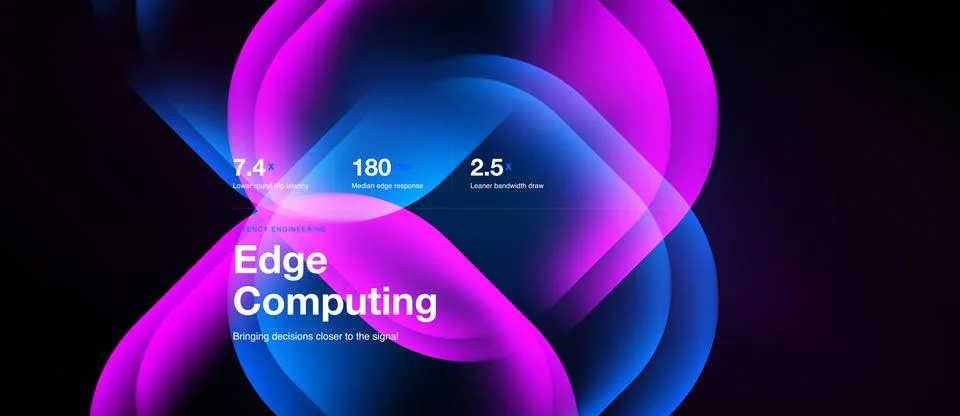 Abstract design features vibrant pink, purple hues. Text highlights Edge Stock Illustration
