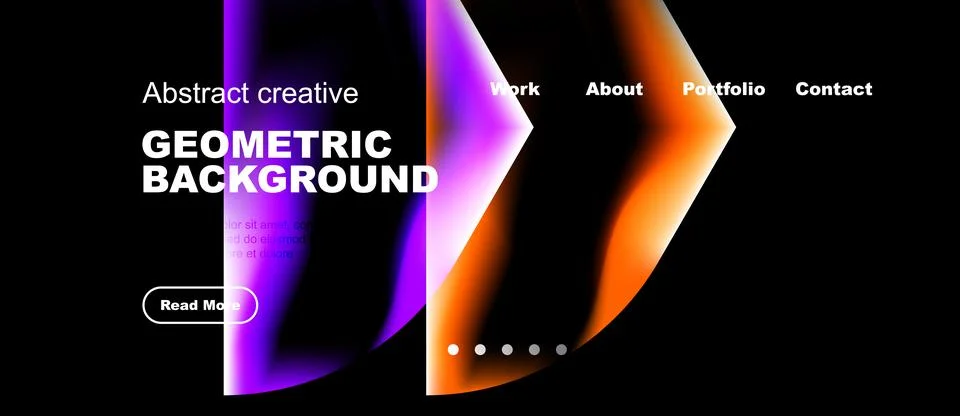 Abstract design features vibrant purple, orange gradients. Text overlays in.. Stock Illustration