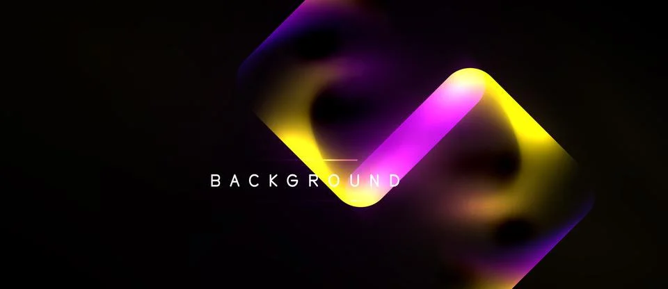 Abstract design features vibrant purple, yellow gradients over black backdrop Stock Illustration