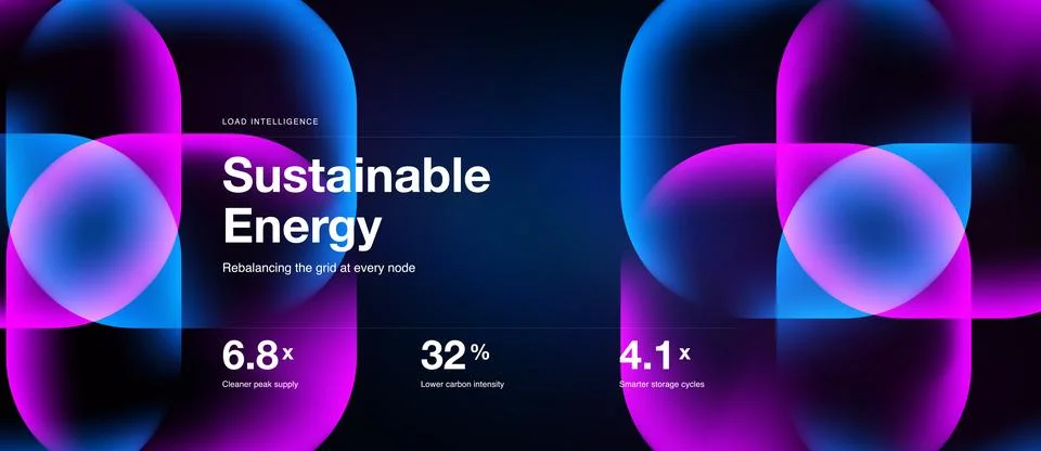 Abstract design features vibrant purple, blue gradients. Text highlights Ilustración de archivo