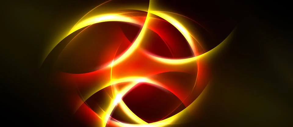 Abstract design features vibrant red, orange, yellow swirls. Dynamic energy Illustrazione stock