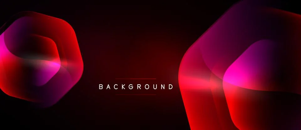 Abstract design features vibrant red, pink gradients. Dark background empha.. Stock Illustration