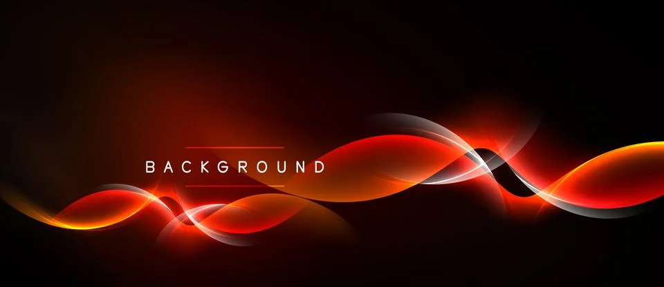 Abstract design features vibrant red waves against dark background. Dynamic Stock Illustration