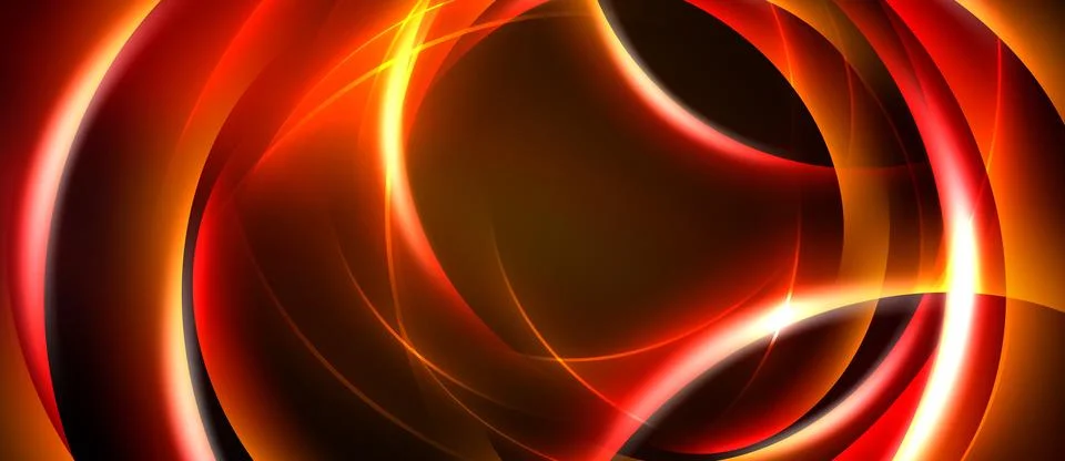 Abstract design features vibrant red, orange curves. Dynamic lines create e.. 库存插图