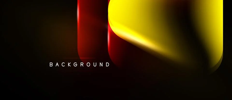 Abstract design features vibrant red, yellow gradients over dark background. Stock Illustration