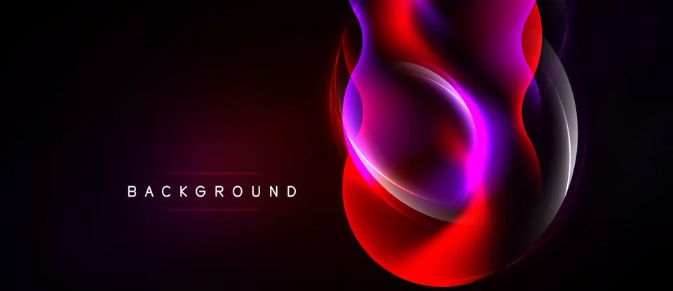 Abstract design features vibrant red, purple glows against black backdrop. Stockillustratie